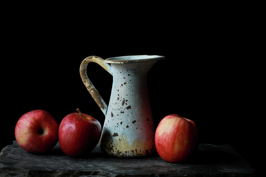 Three Apples and a Pitcher Photograph by Holly Ross