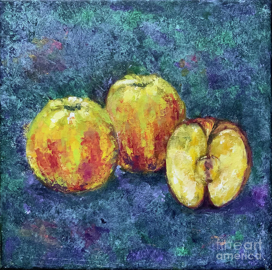 Three apples  Painting by Olga Malamud-Pavlovich