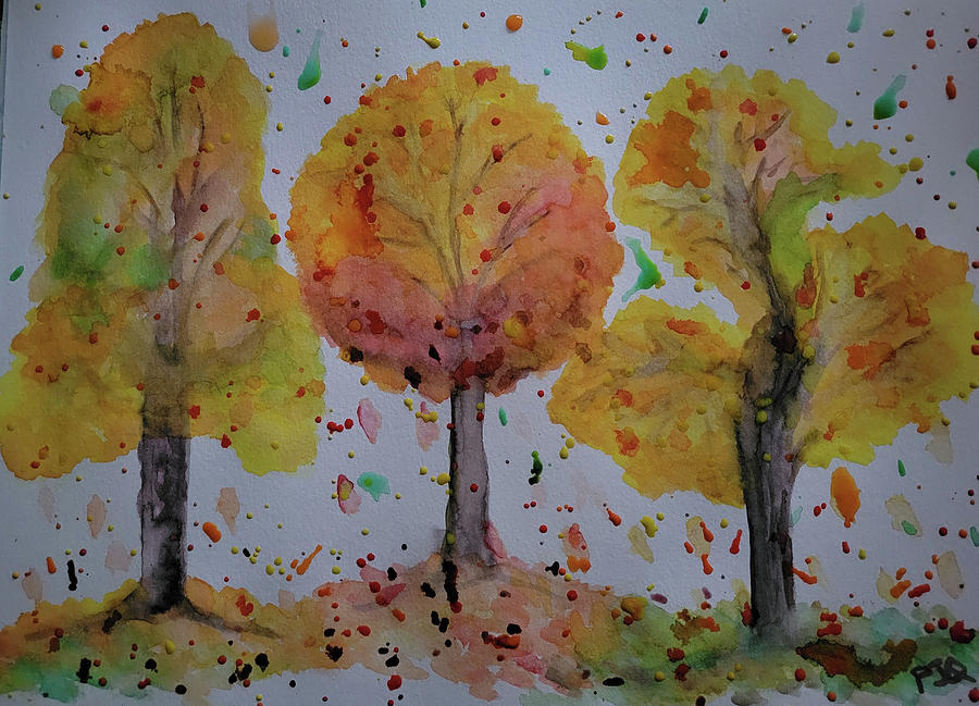 Three Autumn Trees Photograph by PJQandFriends ART