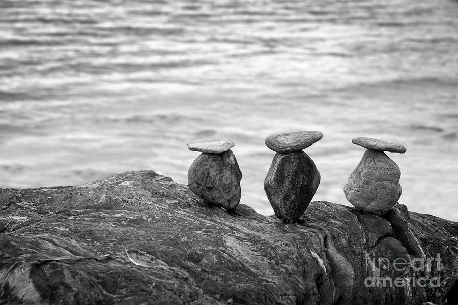 Pebbles Photograph - Three balanced stones by Delphimages Photo Creations