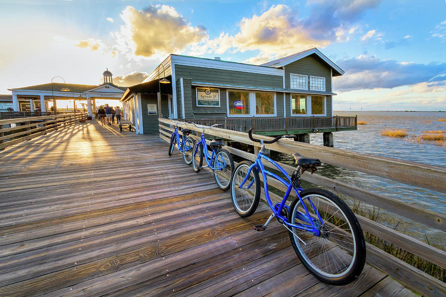 Three Bicycles on the Dock Jekyll Island Photograph by Debra and Dave Vanderlaan