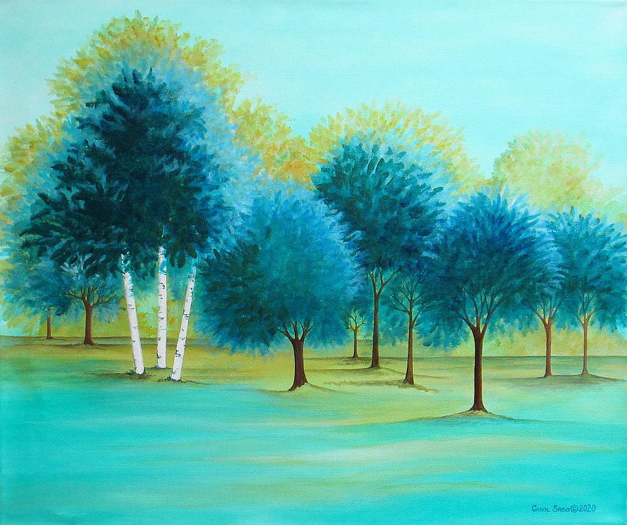Three Birch Trees Painting by Carol Sabo