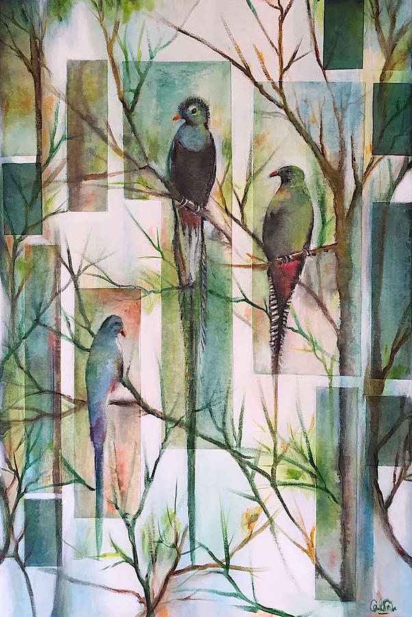 Three birds Painting by Carolina Prieto Moreno