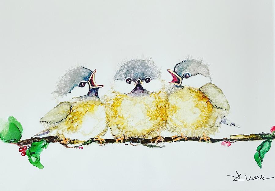 Three Birds Painting by Joyce Clark