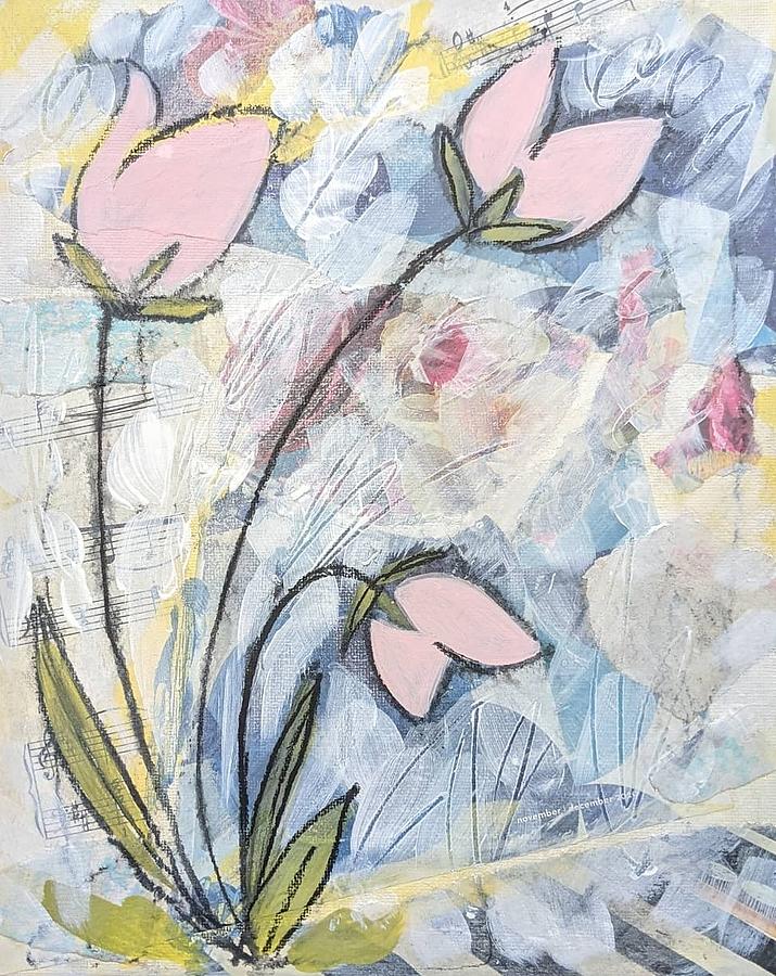 Three Blooms Mixed Media by Valerie Reeves