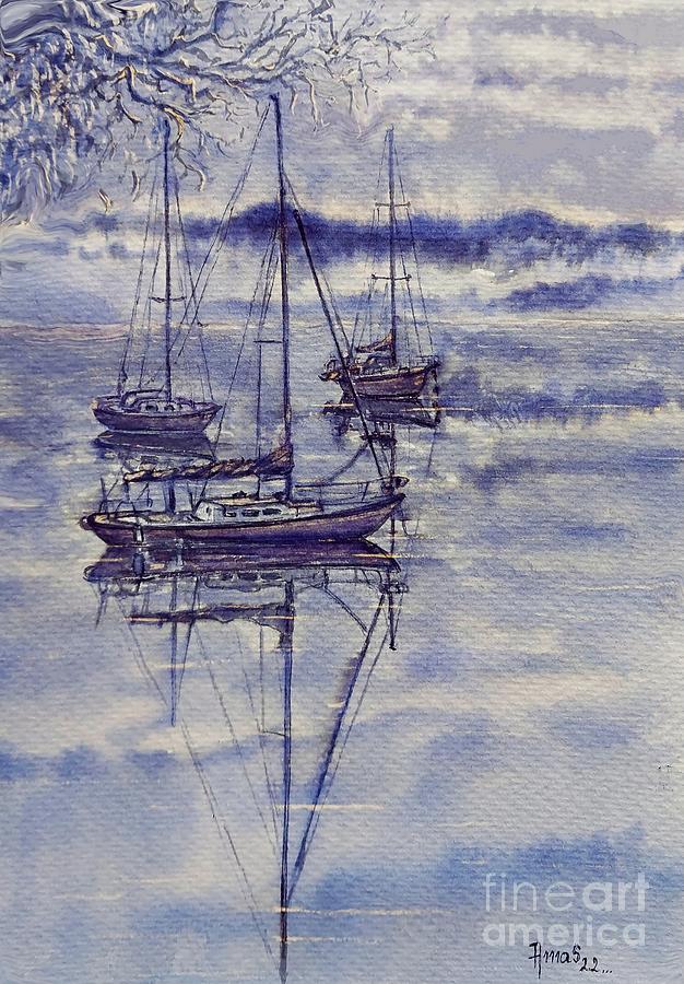 Three Boats After Rain Painting by Amalia Suruceanu