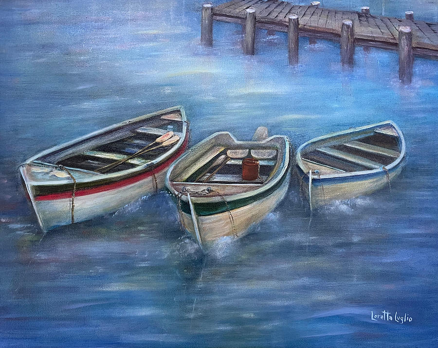 Three Boats Painting by Loretta Luglio