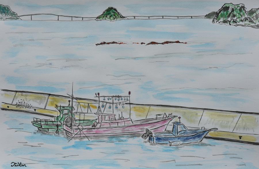Three Boats Painting by Taikan Nishimoto