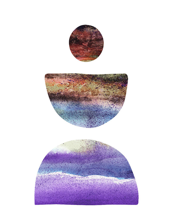 Three Boho Shape Silhouettes Graceful Zen Calm Colors Watercolor Minimalism  Painting by Irina Sztukowski