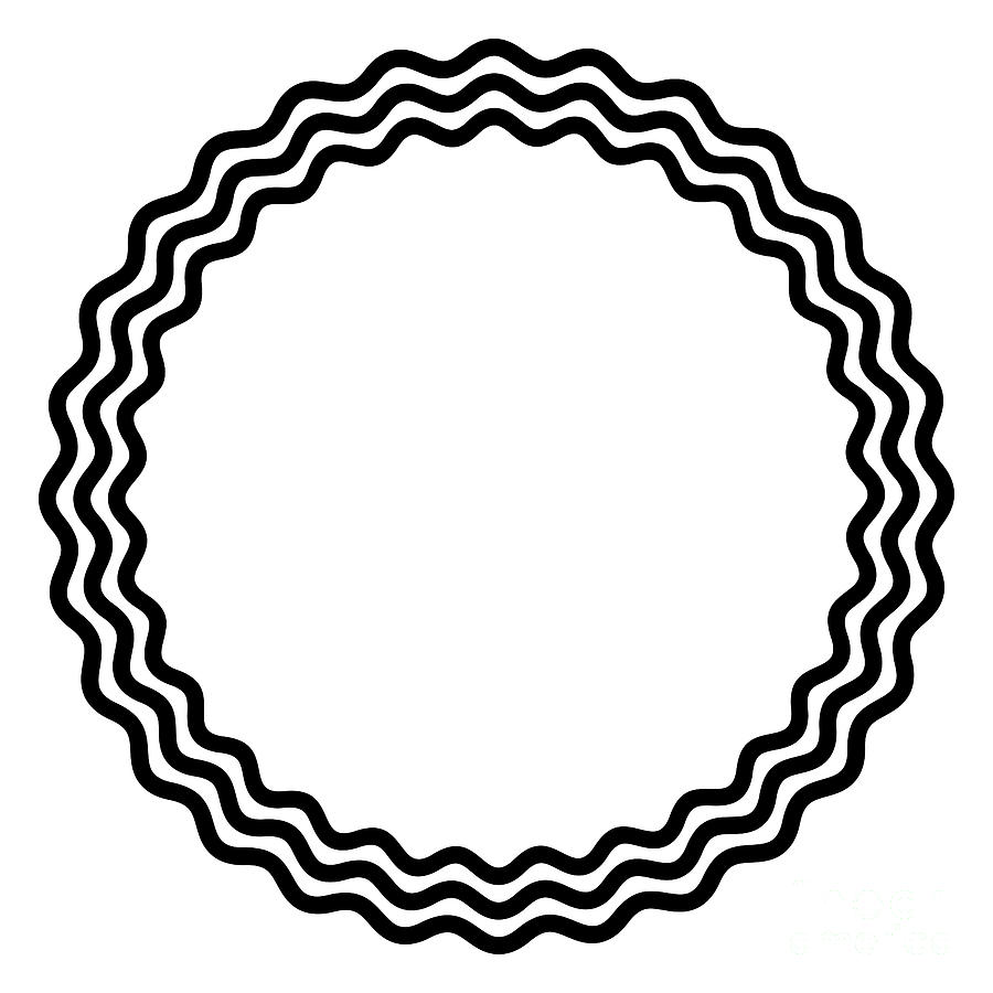 Three bold wavy lines forming a black circle frame Digital Art by Peter ...