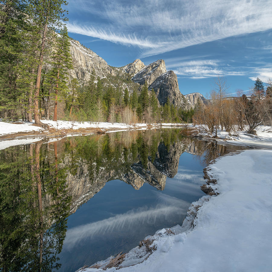 Three Brothers Winter Reflection Photograph by Kenneth Everett
