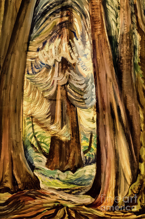 Three Cedar Trunks by Emily Carr 1937 Painting by Emily Carr