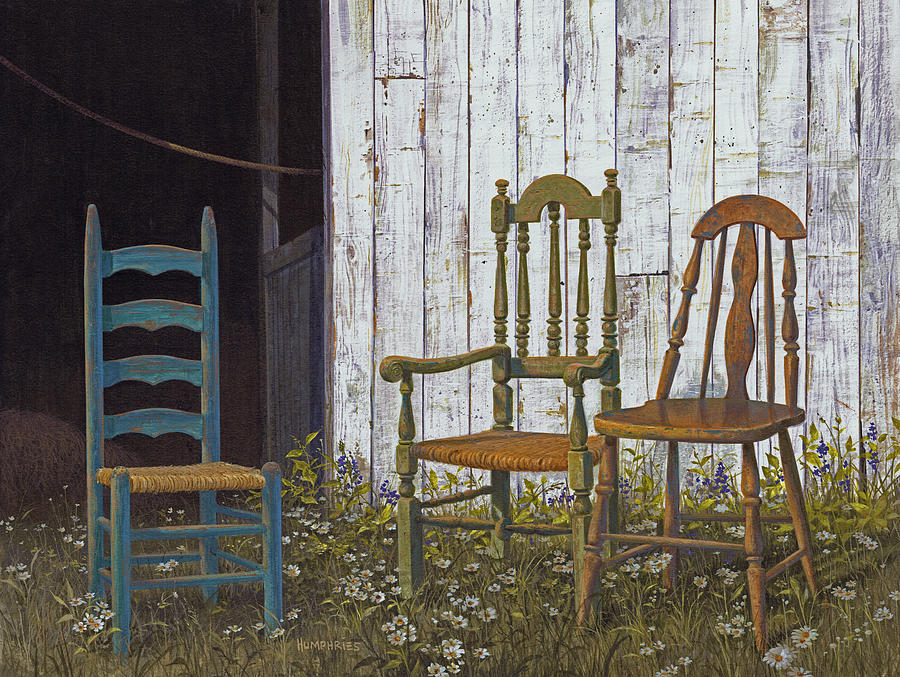 Three Chairs Painting by Michael Humphries