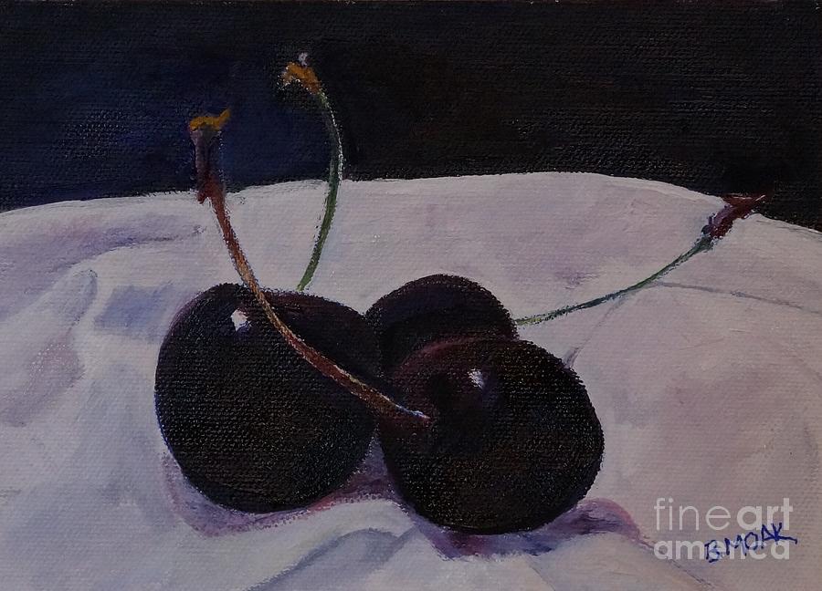 Three Cherries Painting by Barbara Moak