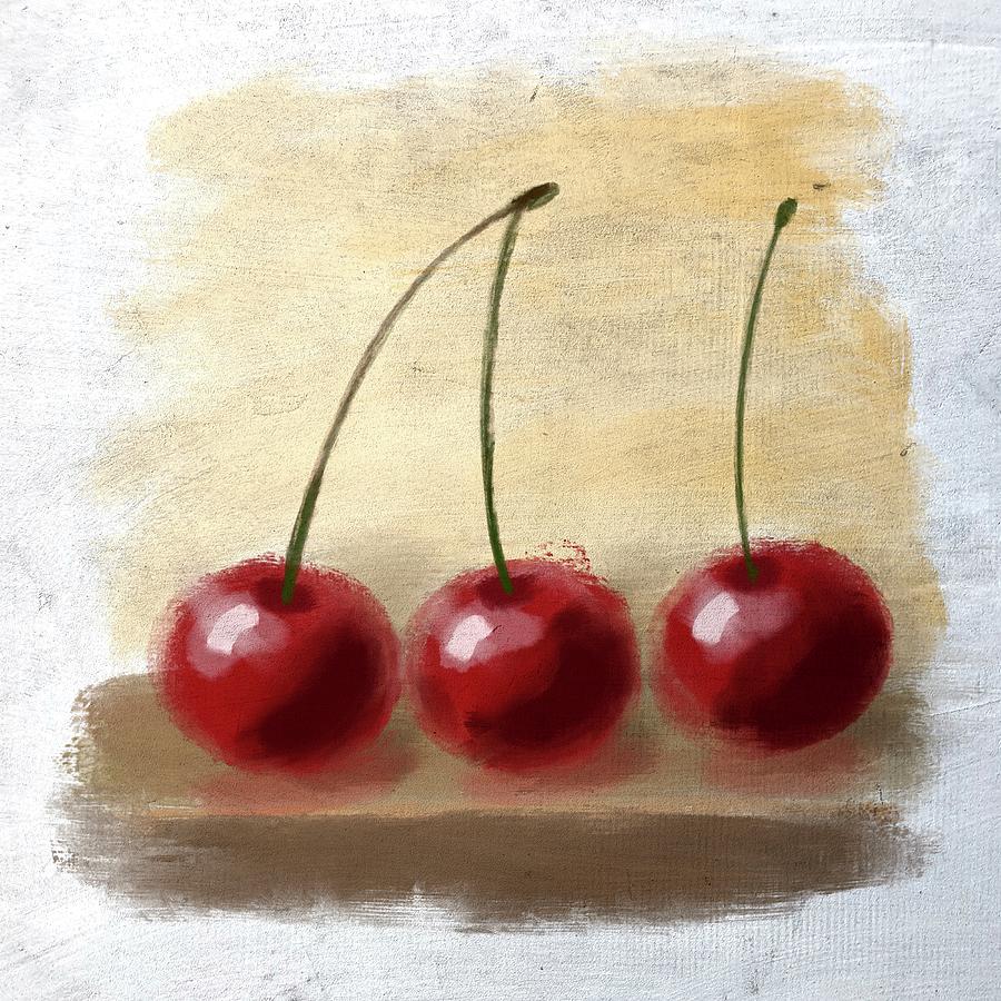 Three Cherries Mixed Media by Masha Batkova