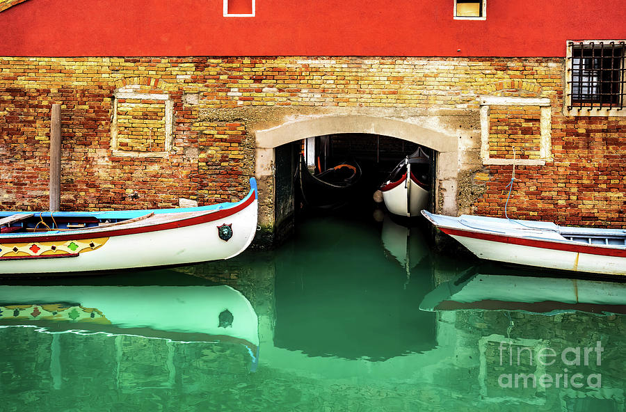 Three Classic Venetian Boats and a Gondola Venice Italy Photograph by M ...