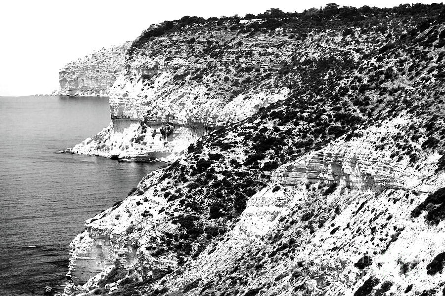 Three Cliffs in Cyprus Monochrome Photograph by John Rizzuto