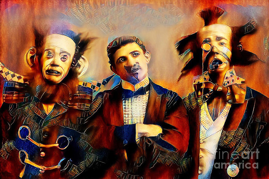 Three Clown in Nostalgic Painterly Colors 20200518v3 Photograph by Wingsdomain Art and Photography