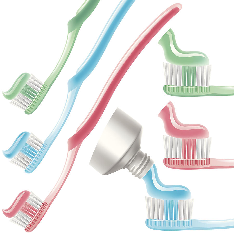 Three colors Toothbrush Drawing by Bananahuman