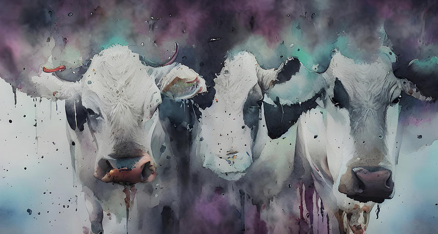 Three Cows Painting by Bob Orsillo