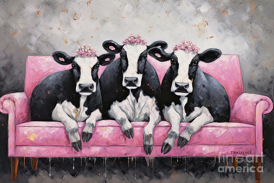 Three Cozy Cows Painting by Tina LeCour