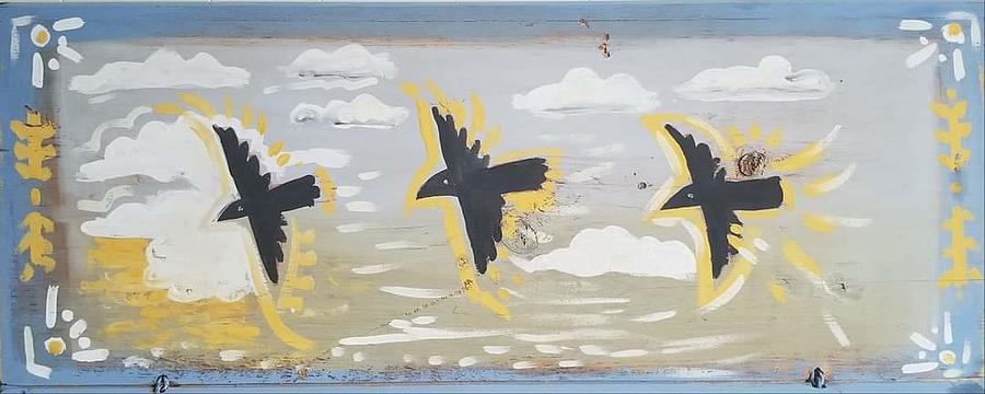 Three Crows Painting by Sherry Ashby