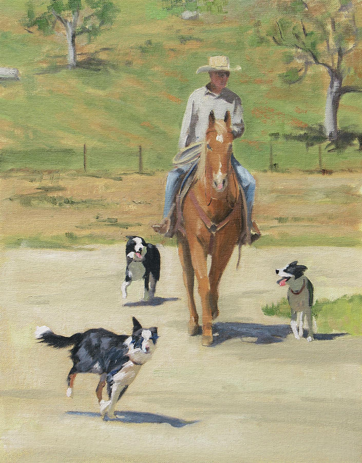 Three Dog Day Painting by Sharon Weaver