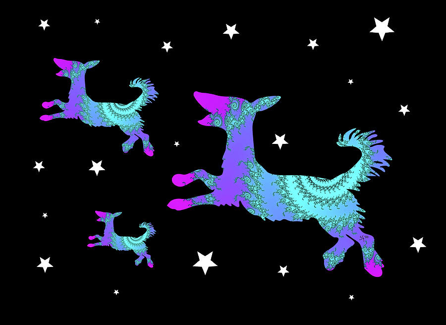 Three Dog Starry Night Mixed Media by Shelli Fitzpatrick Three Dog Starry Night Mixed Media by Shelli Fitzpatrick