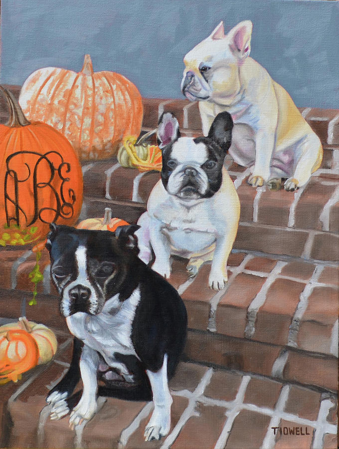 Three Dogs Painting by Deborah Tidwell Artist