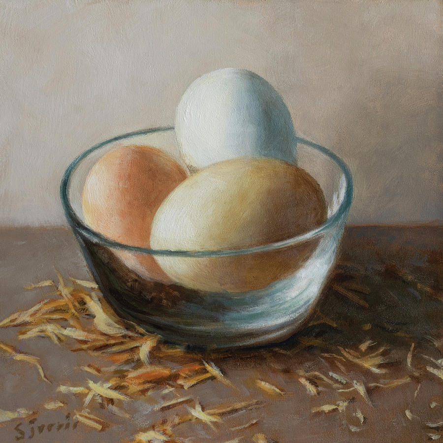 Three Eggs In A Glass Bowl Painting By Susan N Jarvis Fine Art America   Three Eggs In A Glass Bowl Susan N Jarvis 