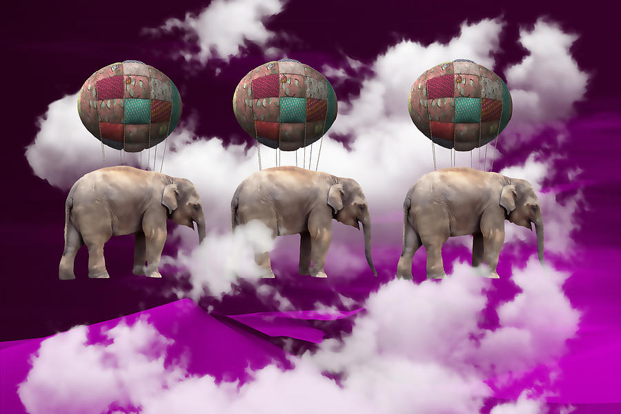 Three Elephants Mixed Media by Marvin Blaine