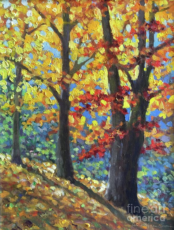 Three Fall Friends Painting by Anne Marie Brown