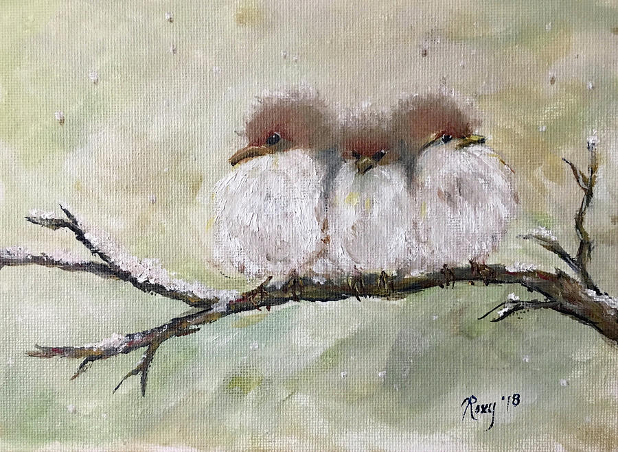 Three Fat Fluffballs Painting by Roxy Rich