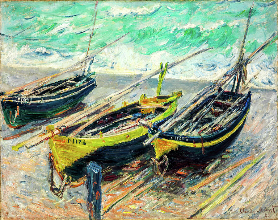 Three Fishing Boats by Claude Monet Painting by Claude Monet