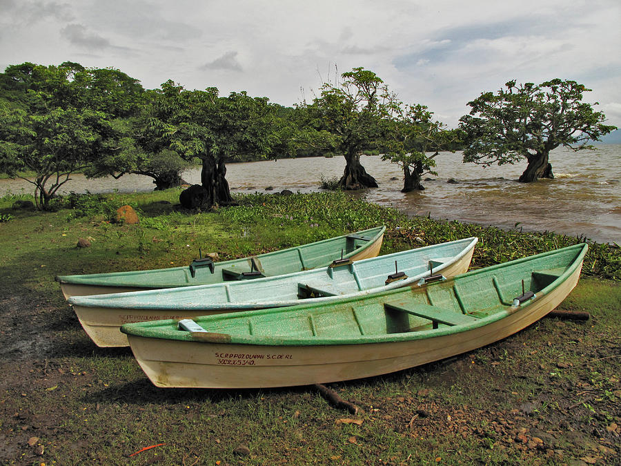 Three Fishing Boats Lake Catemaco Photograph by Lorena Cassady
