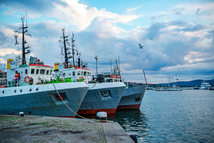 Three fishing trawlers Photograph by Mincho Minchev