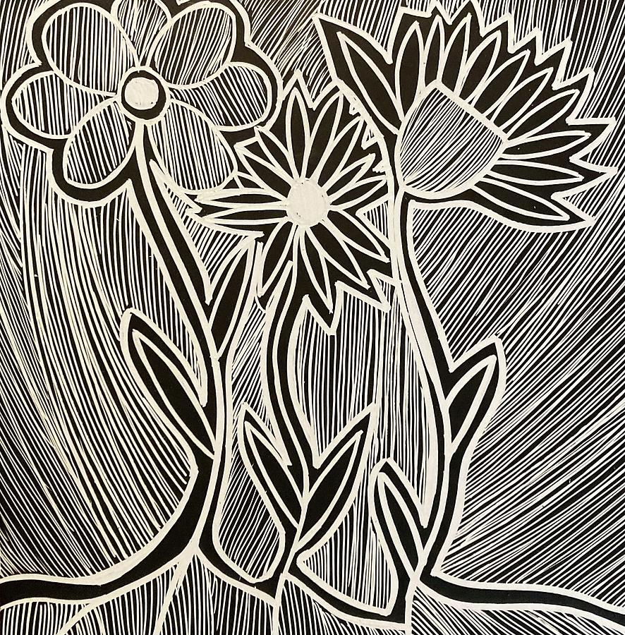 Three Flowers Drawing by Annie Wilson - Fine Art America