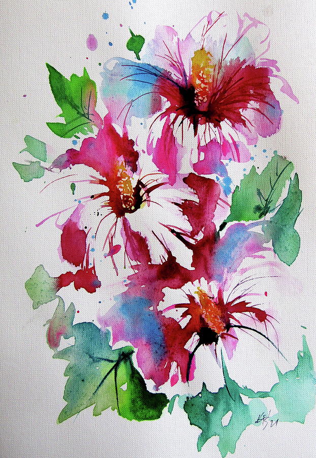 Three flowers Painting by Kovacs Anna Brigitta | Fine Art America