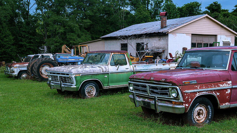 Abandoned Photograph - Three Fords and a Dodge - Color by Jon Stallings