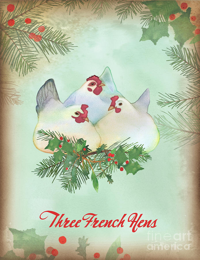 Three French Hens Painting By Tracy Herrmann