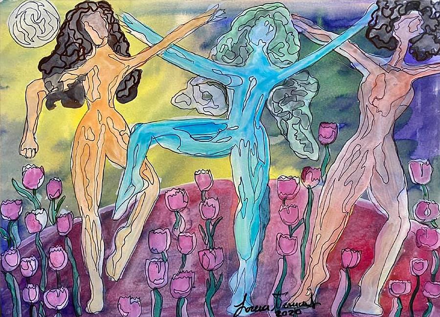 Three Friend Painting by Lorena Fernandez