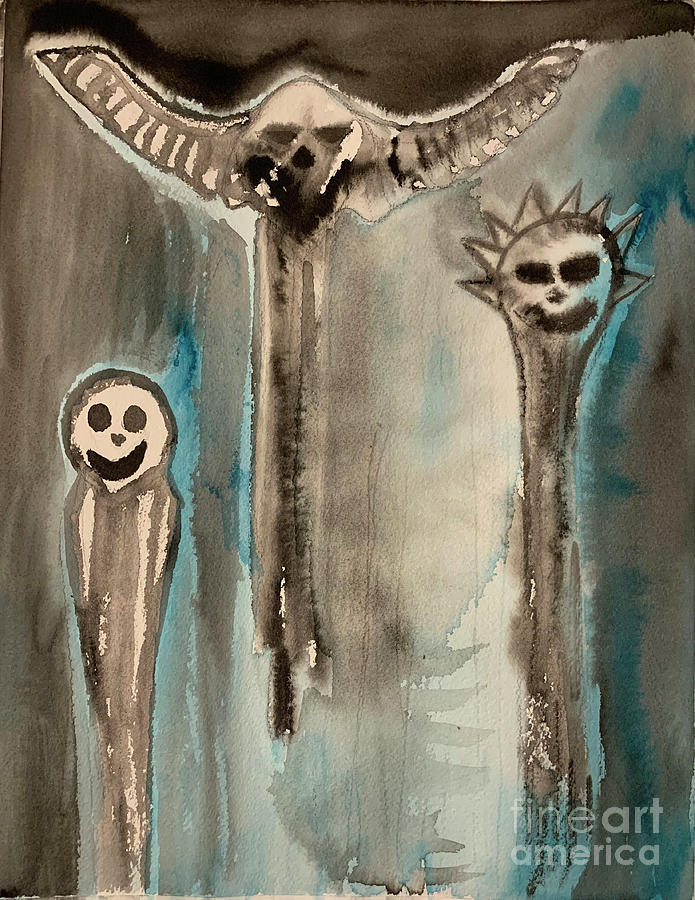 Three Ghosts Painting by Christine Perry