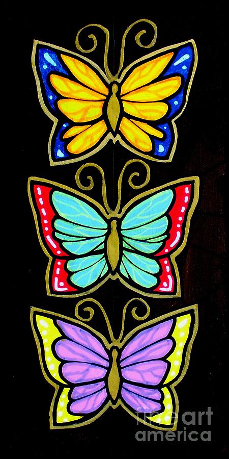 Three Gilded Butterflies Painting by Jim Harris