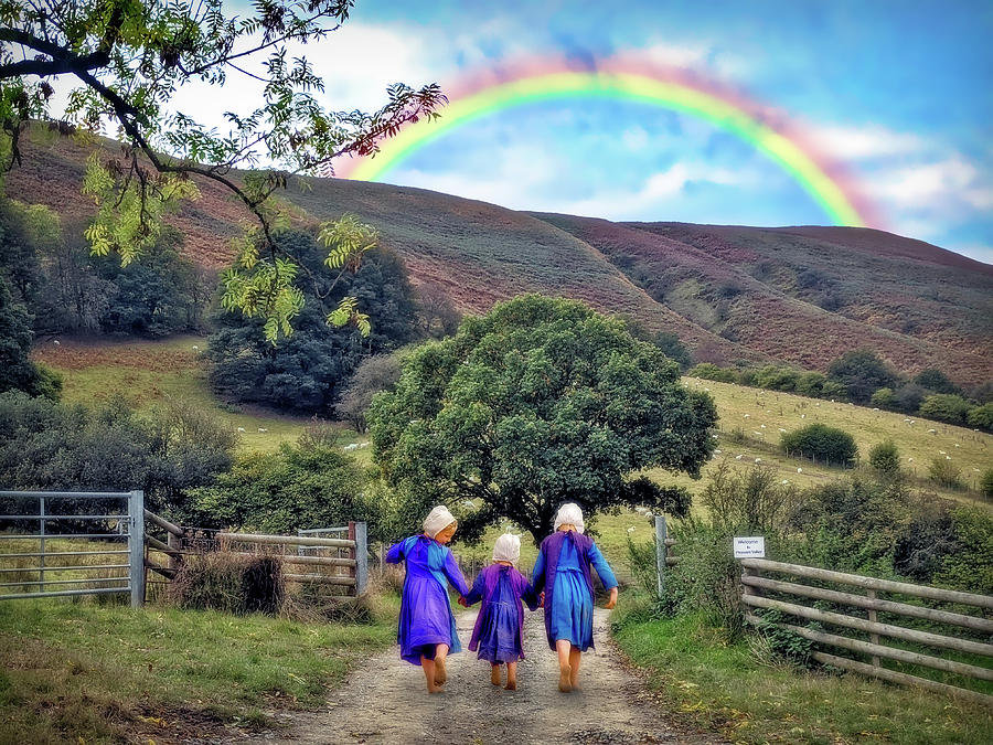 Three Girls And A Rainbow Digital Art by Brian Wallace
