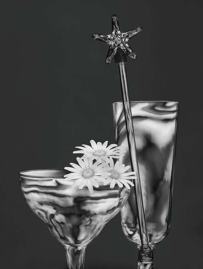 Two glasses in black and white Photograph by Sylvia Goldkranz