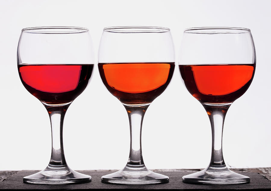 Three glasses of wine Photograph by Iuliia Malivanchuk
