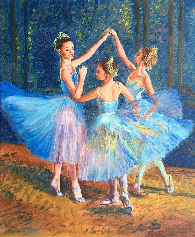 Ballerinas Painting - Three graces by Elena Sokolova