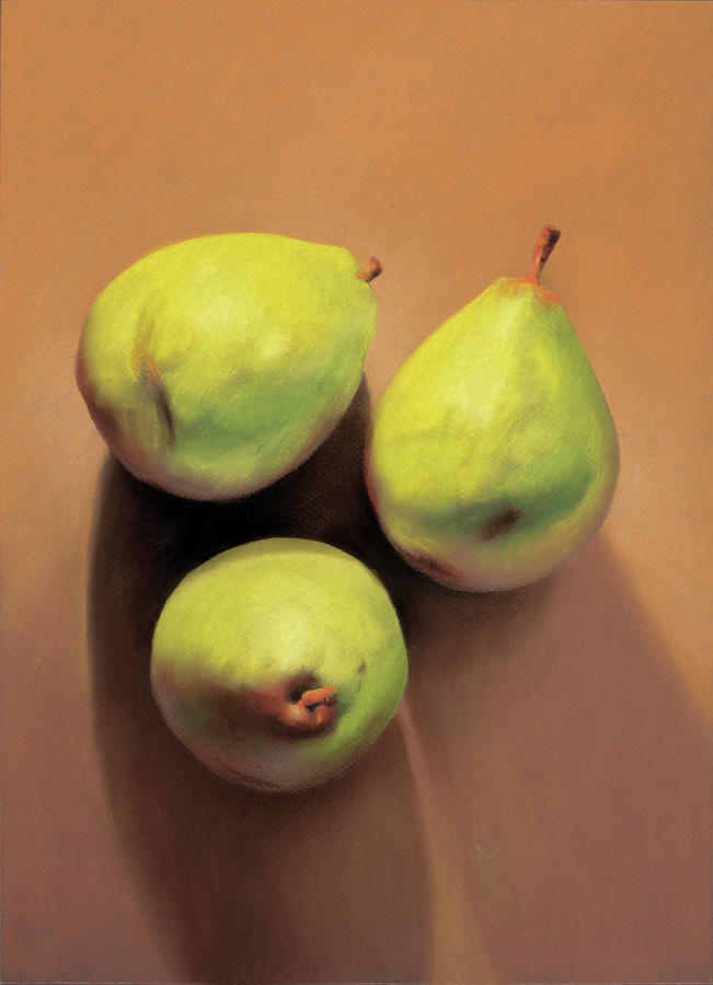 Three green pears-pastel Pastel by Ben Kotyuk