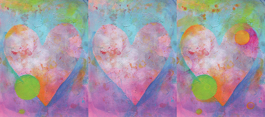 Three hearts united Painting by Karen Kaspar