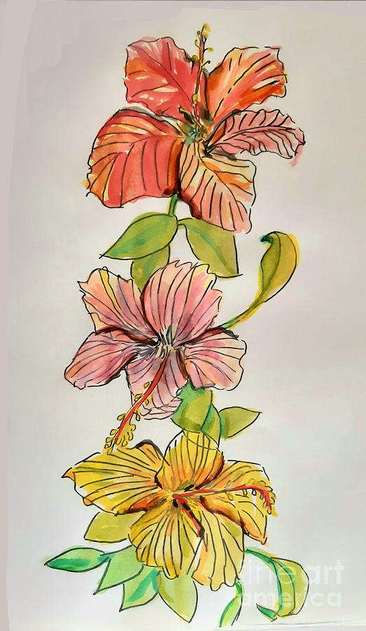 Three Hibiscus Painting by James McCormack